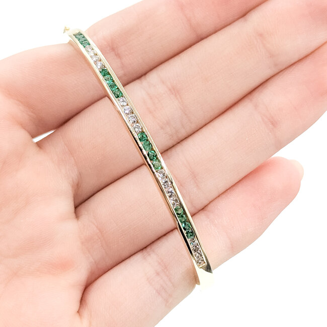 Bracelet Bangle .50ctw Round Diamonds .50ctw Emerald 14ky 3.5mm Sz7.25 16g 125100015