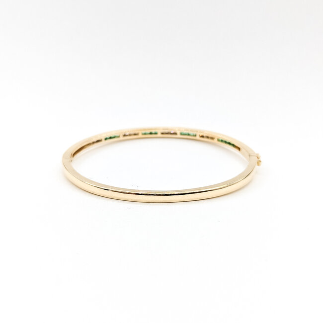 Bracelet Bangle .50ctw Round Diamonds .50ctw Emerald 14ky 3.5mm Sz7.25 16g 125100015