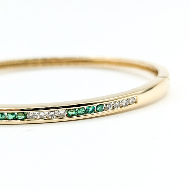 Bracelet Bangle .50ctw Round Diamonds .50ctw Emerald 14ky 3.5mm Sz7.25 16g 125100015