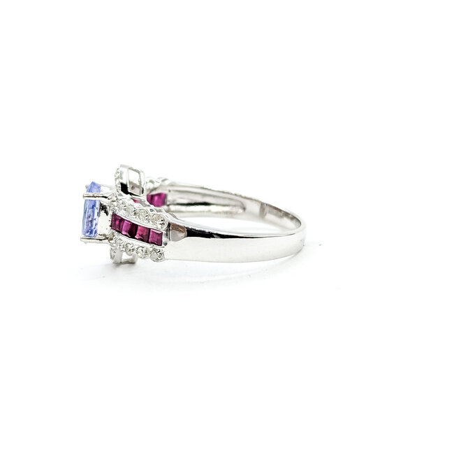 Ring 0.18ctw Diamonds .85ct Pastel Purple Tanzanite .50ctw Red Ruby 14kw 5.5mm Sz7 3.54g 225100083