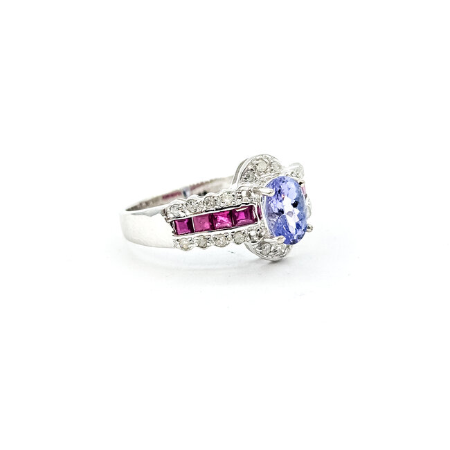 Ring 0.18ctw Diamonds .85ct Pastel Purple Tanzanite .50ctw Red Ruby 14kw 5.5mm Sz7 3.54g 225100083