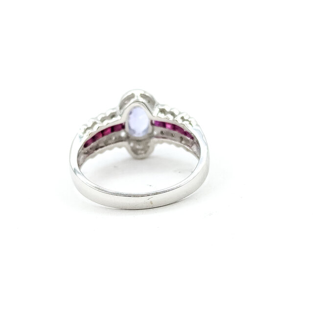 Ring 0.18ctw Diamonds .85ct Pastel Purple Tanzanite .50ctw Red Ruby 14kw 5.5mm Sz7 3.54g 225100083