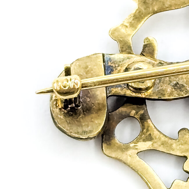 Brooch Squirel Enamel .04ctw Old Mine Cut Diamonds 10ky 1.25x.9" 3.85g 225110083