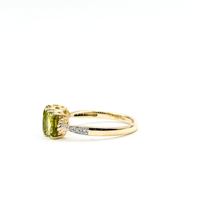 Ring 3-Stone .02ctw Round Diamonds 2.31ctw Peridot 14ky 7mm Sz7 2.81g 225100030