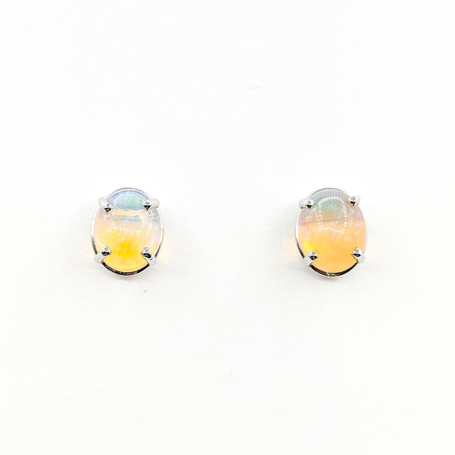 Earrings 4.37ctw Cabochon Opal 14kw 12x10mm 125100065