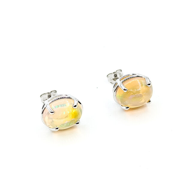 Earrings 4.37ctw Cabochon Opal 14kw 12x10mm 125100065