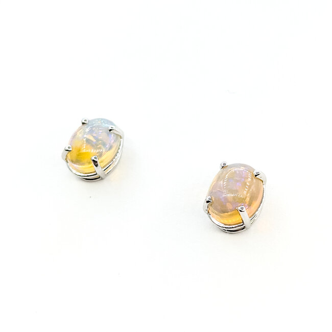 Earrings 4.37ctw Cabochon Opal 14kw 12x10mm 125100065