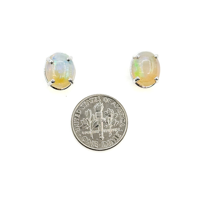 Earrings 4.37ctw Cabochon Opal 14kw 12x10mm 125100065
