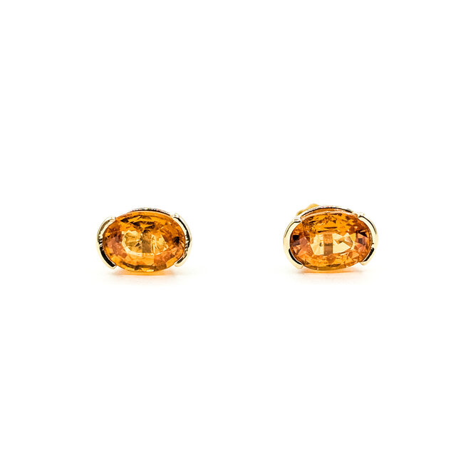 Earrings 3.56ctw Spessartite Orange Garnet 14ky 9x7mm 125100084