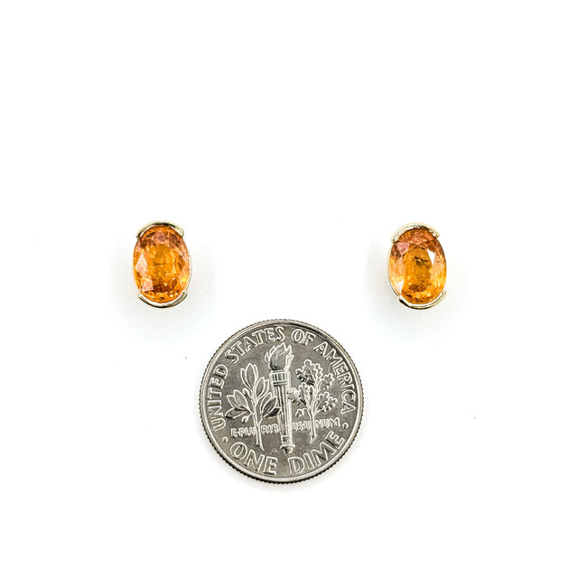 Earrings 3.56ctw Spessartite Orange Garnet GIA: 5232879563 14ky 9x7mm 125100084