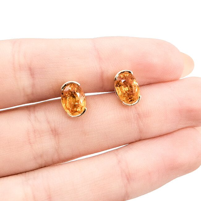Earrings 3.56ctw Spessartite Orange Garnet GIA: 5232879563 14ky 9x7mm 125100084