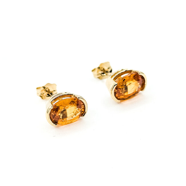 Earrings 3.56ctw Spessartite Orange Garnet GIA: 5232879563 14ky 9x7mm 125100084