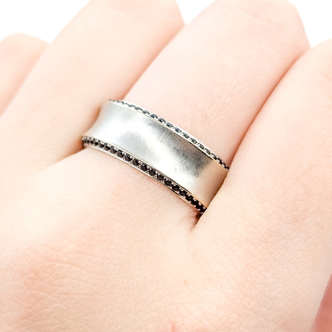 Ring Engagement Brushed .55ctw Midnight Sapphire 14kw 8mm Sz10.25 8.41g 225110066