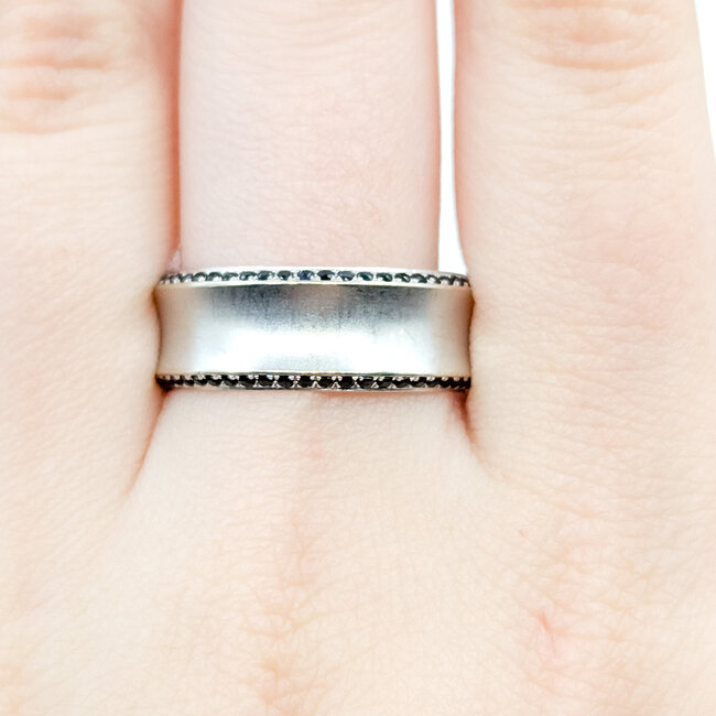 Ring Engagement Brushed .55ctw Midnight Sapphire 14kw 8mm Sz10.25 8.41g 225110066