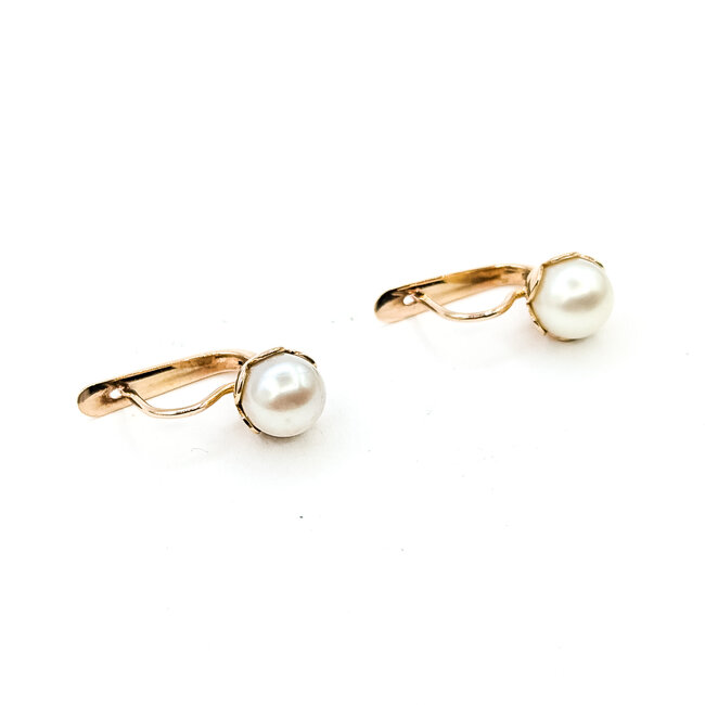 Earrings Lever Back 7.5mm Pearls 14ky .8x.3" 4.06g 225100165