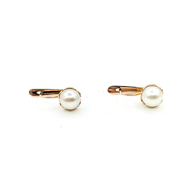 Earrings Lever Back 7.5mm Pearls 14ky .8x.3" 4.06g 225100165
