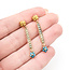 Earrings Bar Dangle 2mm Seed Pearls 2mm Seed Turquoise 14ky 1.35x.2" 2.25g 225110082