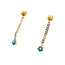Earrings Bar Dangle 2mm Seed Pearls 2mm Seed Turquoise 14ky 1.35x.2" 2.25g 225110082