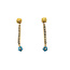 Earrings Bar Dangle 2mm Seed Pearls 2mm Seed Turquoise 14ky 1.35x.2" 2.25g 225110082