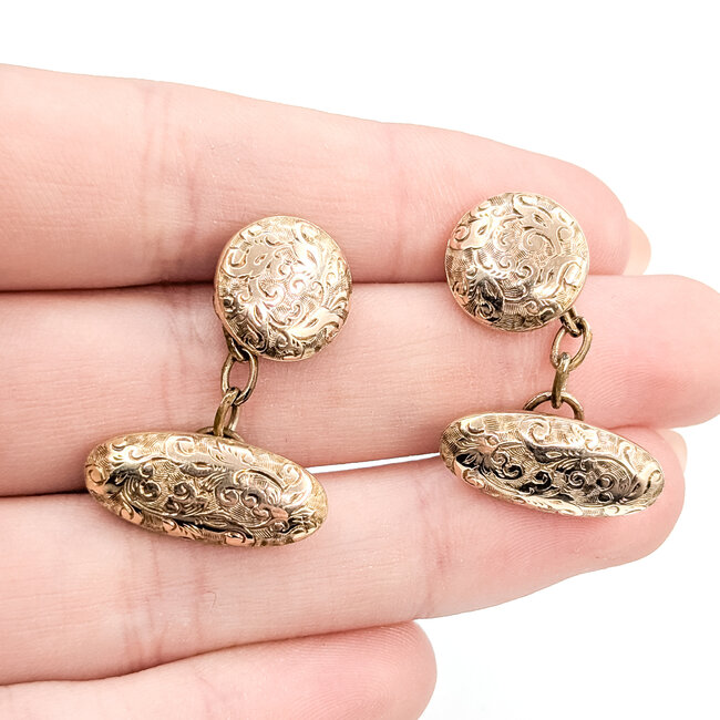 Cufflinks Ornate With Box 10ky 9mm 1.5" 5.59g 225112001