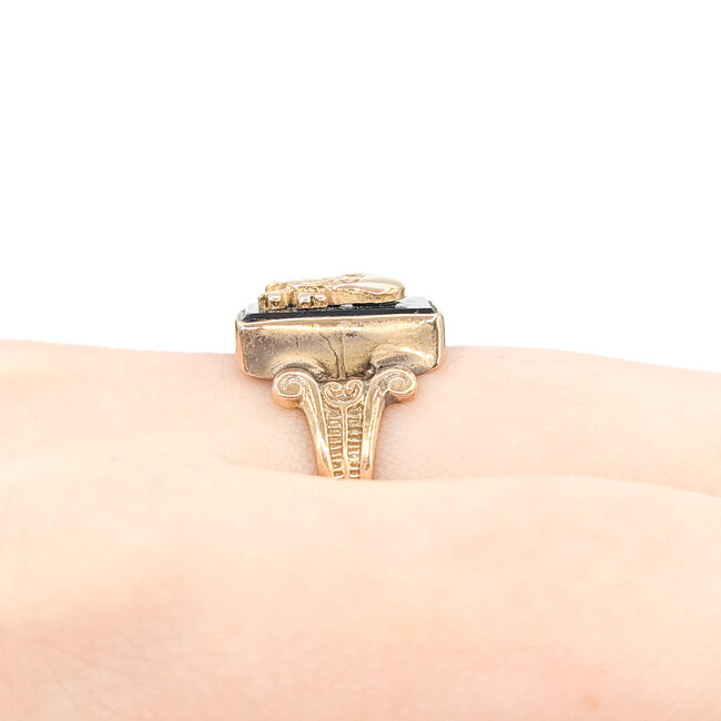 Ring Skull & Cross Bones .02ctw Round Diamonds 10ky 13x10mm Sz6.5 3.44g 225110090