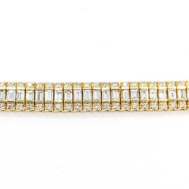 Bracelet Railroad 9.4ctw Round & Baguette Diamonds 14ky 9mm 6.85" 41.29g 225110064