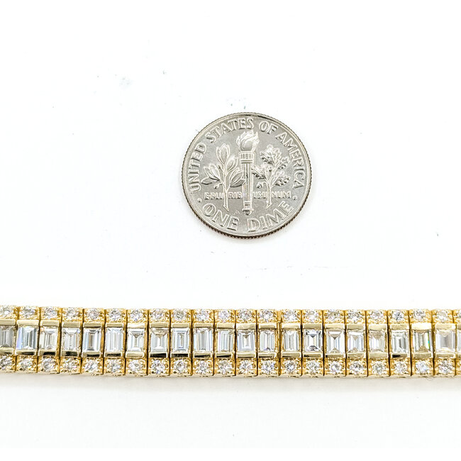Bracelet Railroad 9.4ctw Round & Baguette Diamonds 14ky 9mm 6.85" 41.29g 225110064