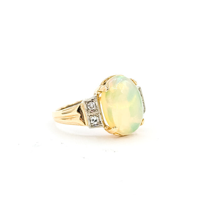 Ring 5-Stone .12ctw Round Diamonds 2.78ct Opal 14ky 13mm Sz7.5 3.9g 225110087