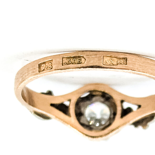 Ring Ornate .40ct Old Euro Cut Diamond 14ktt 2.1mm Sz6.5 2.27g 225110088