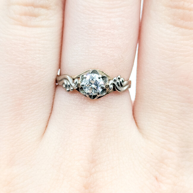 Ring Ornate .40ct Old Euro Cut Diamond 14ktt 2.1mm Sz6.5 2.27g 225110088