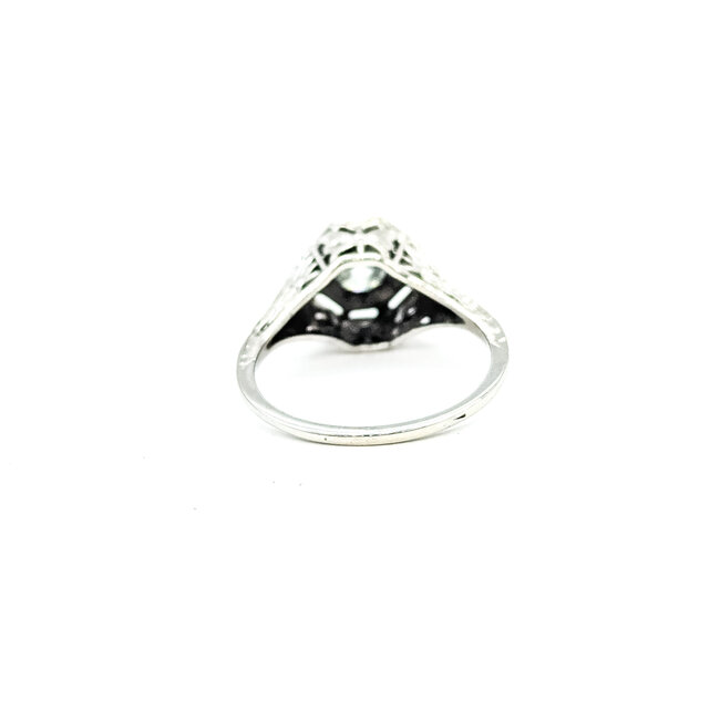 Ring Filigree Engagement 0.37ctw Old Euro Cut Diamond 18kw 9mm Sz6.5 2.77g 225110057