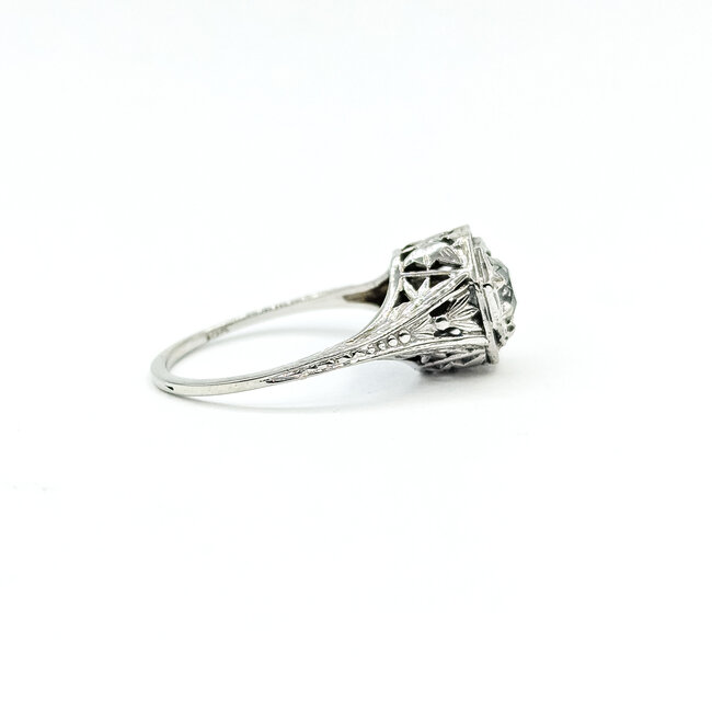 Ring Filigree Engagement 0.37ctw Old Euro Cut Diamond 18kw 9mm Sz6.5 2.77g 225110057