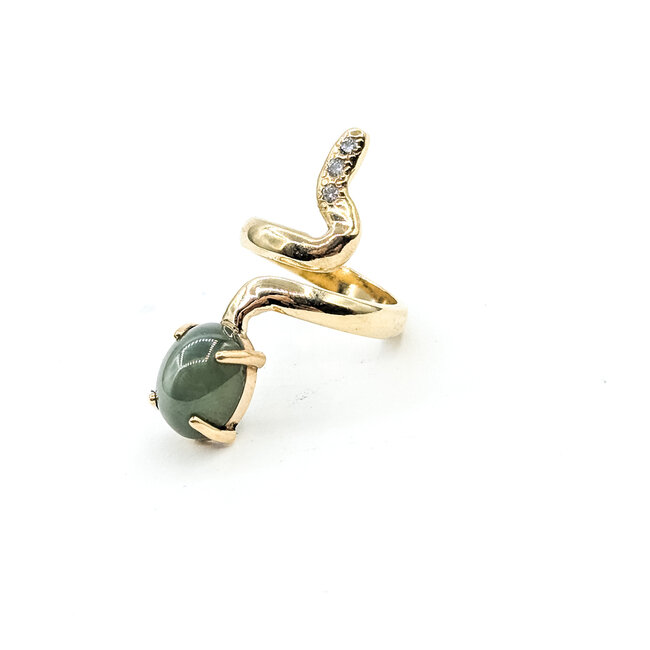 Ring Snake 0.03ctw Round Diamonds Syn. Star Sapphire 14ky 29mm Sz2 4.6g 125110032