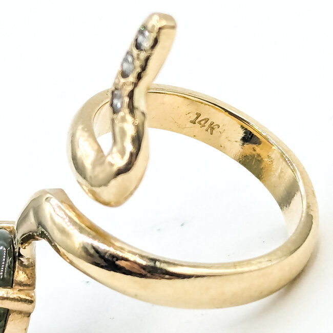 Ring Snake 0.03ctw Round Diamonds Syn. Star Sapphire 14ky 29mm Sz2 4.6g 125110032