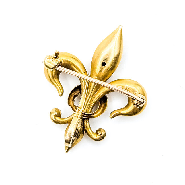 Brooch Fleur De Lis .03ct Ruby 14ky 1.1x.85" 2.16g 225110084