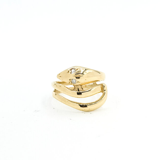 Ring Coiled Snake .05ctw Old Mine Cut Diamonds 14ky 14mm Sz6 3.24g 225110085