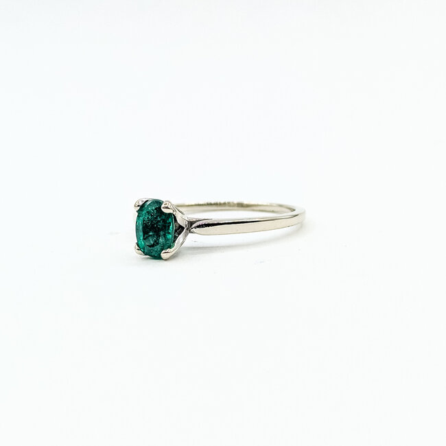 Ring Solitaire .75ct Emerald 14kw 7mm Sz9 2.6g 125110015