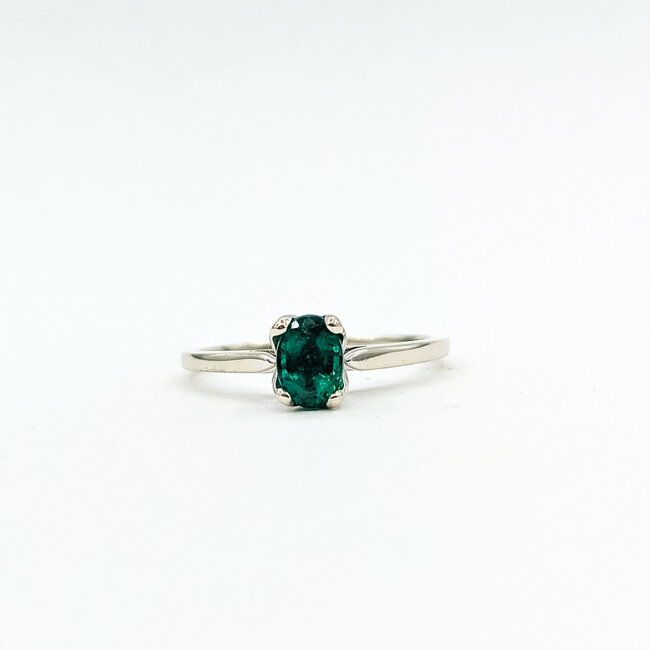 Ring Solitaire .75ct Emerald 14kw 7mm Sz9 2.6g 125110015