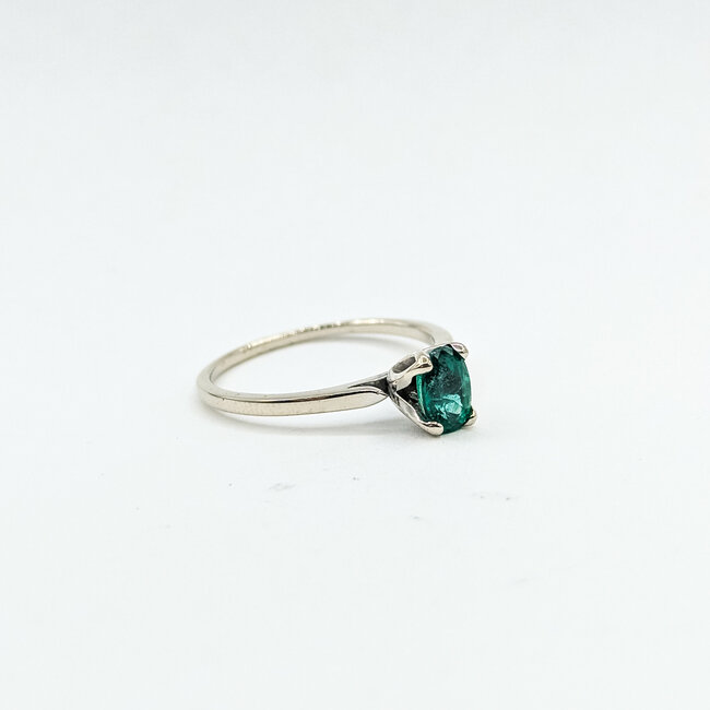 Ring Solitaire .75ct Emerald 14kw 7mm Sz9 2.6g 125110015