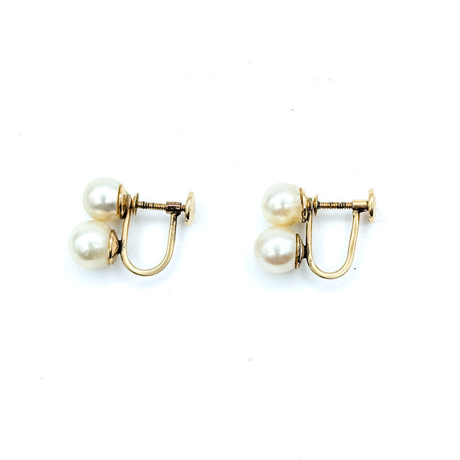 Earrings Screwbacks Vintage 6.5mm Pearl 14ky 14.25mm 3.2g 225110073