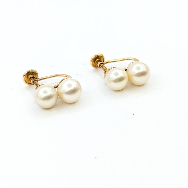 Earrings Screwbacks Vintage 6.5mm Pearl 14ky 14.25mm 3.2g 225110073