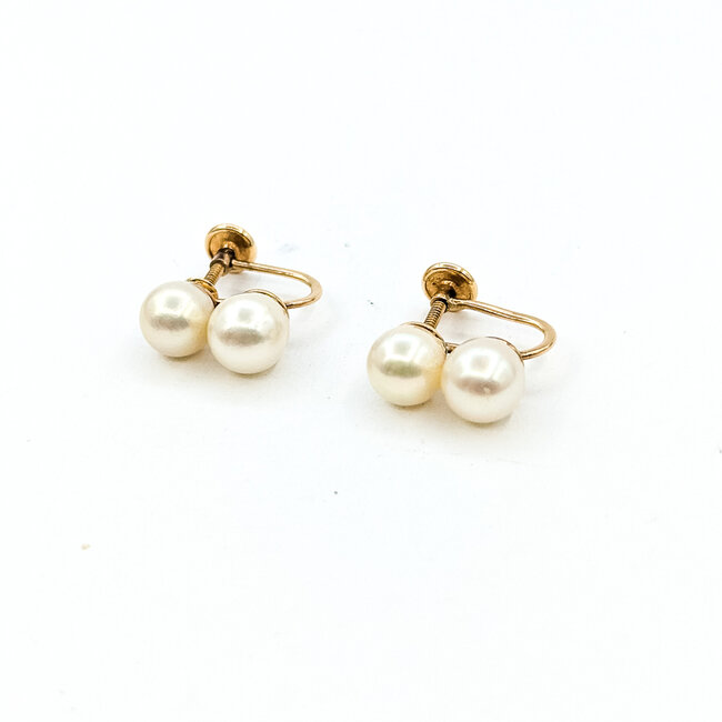 Earrings Screwbacks Vintage 6.5mm Pearl 14ky 14.25mm 3.2g 225110073