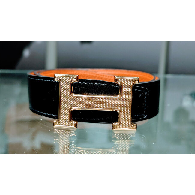 Belt Hermes H Reversible 31" Black Orange 125115066
