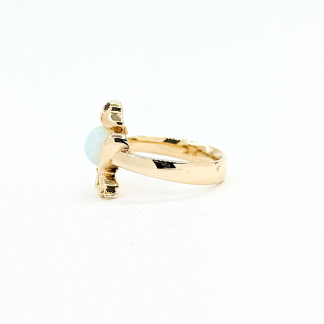 Ring Frog 1ct Lab Opal .03ct Red Ruby 14ky 15mm Sz6.76 5.01g 125100052