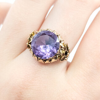 Ring Floral 6.5ct Purple Synthetic Sapphire 14ky 15mm Sz7.5 4.51g 225100062