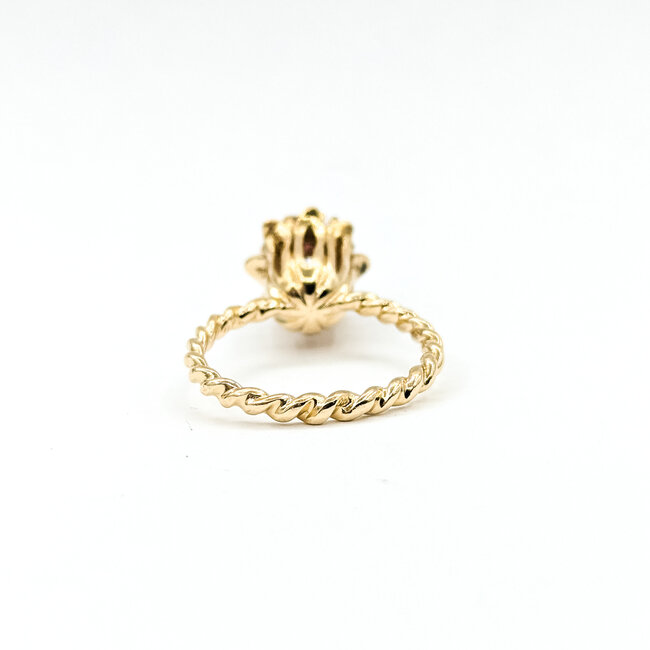 Ring Flower 0.07ctw Round Diamond .50ctw Red Ruby 14ky 2mm Sz6 3.86g 225100048