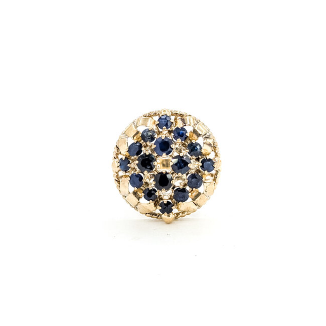 Ring Cluster, Ribbon 1.00ctw Dark Blue Sapphire 18ky 19.5mm Sz5.5 5.54g 225100058