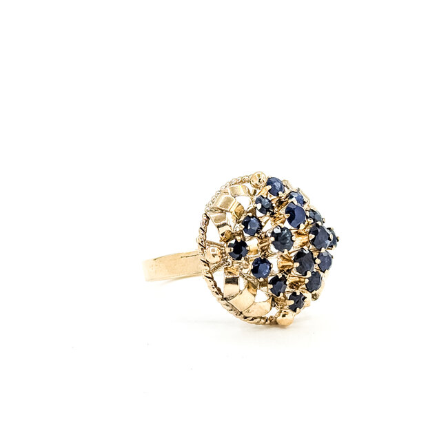 Ring Cluster, Ribbon 1.00ctw Dark Blue Sapphire 18ky 19.5mm Sz5.5 5.54g 225100058