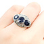 Ring 3-Stone Filigree 0.15ctw Round Diamonds 2.28ct Blue Sapphire Platinum 14mm Sz5 5.94g 225100139