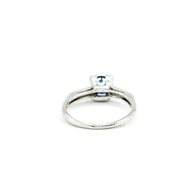 Ring Engagement 0.06ctw Round Diamonds 1.07ct Blue Burma Unheated Sapphire Platinum 2.1mm Sz5 4.05g 225100157